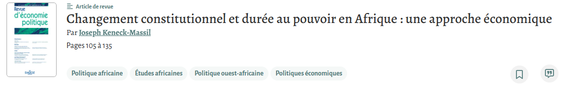 Changement constitutionnel et durée au pouvoir en Afrique : une approche économique