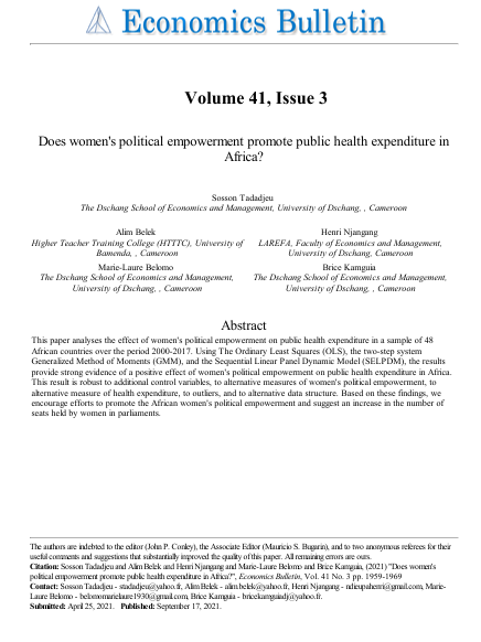 L’autonomisation politique des femmes favorise-t-elle les dépenses publiques de santé en Afrique ?