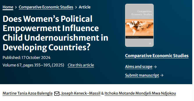L’autonomisation politique des femmes influence-t-elle la malnutrition infantile dans les pays en développement ?