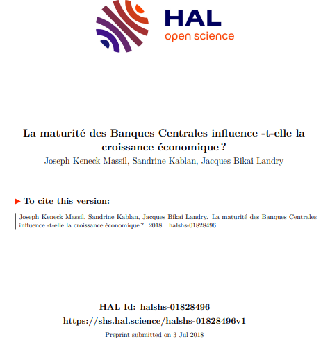 La maturité des Banques Centrales influence-t- elle la croissance économique ?